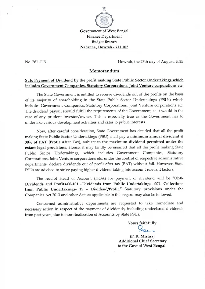 Payment of Dividend by Profit making State Public Sector Undertakings – PDF