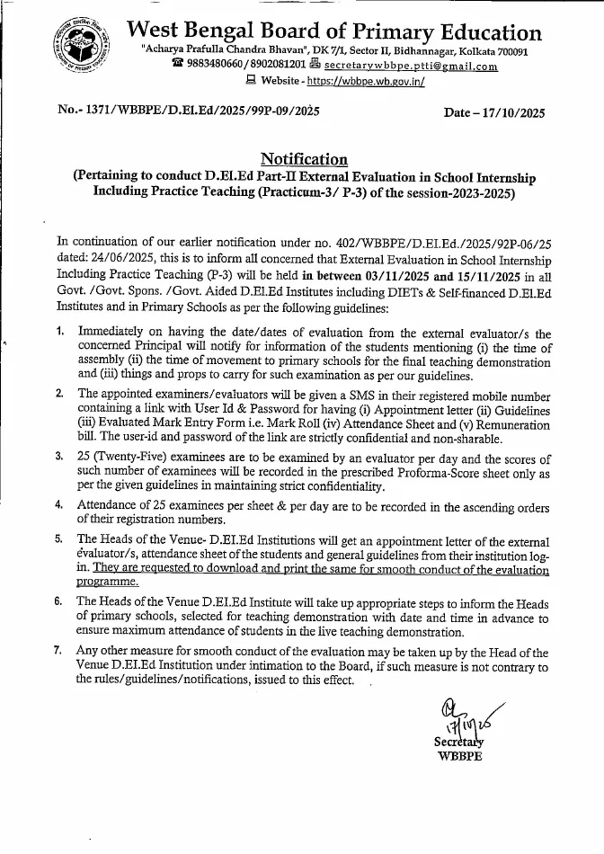 Guidelines for Conducting External Evaluation in School Internship, 2023-25 – PDF