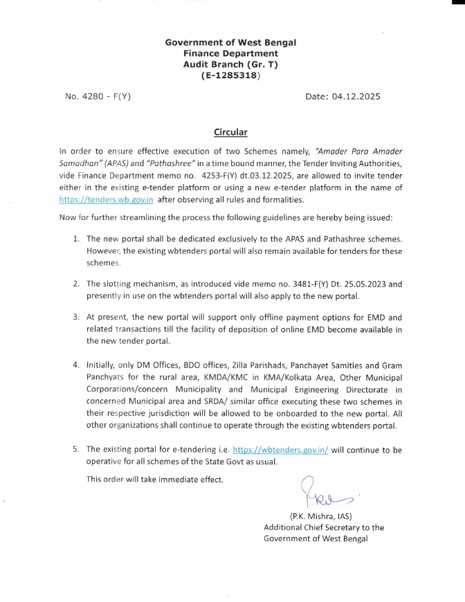 New e-Tender Platform for APAS and Pathashree Scheme – PDF