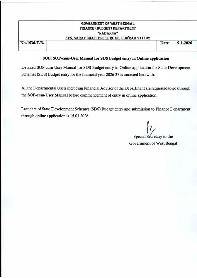 SOP-cum-User Manual for SDS Budget Entry in Online Application – PDF
