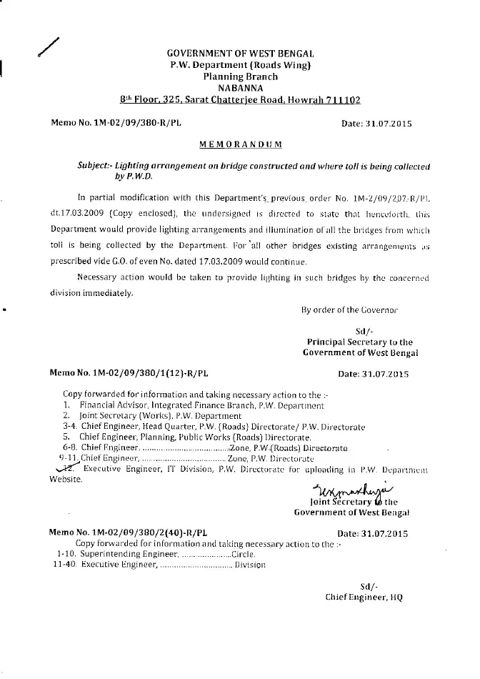 Lighting Arrangement on Bridge where Toll is being Collected by PWD – PDF