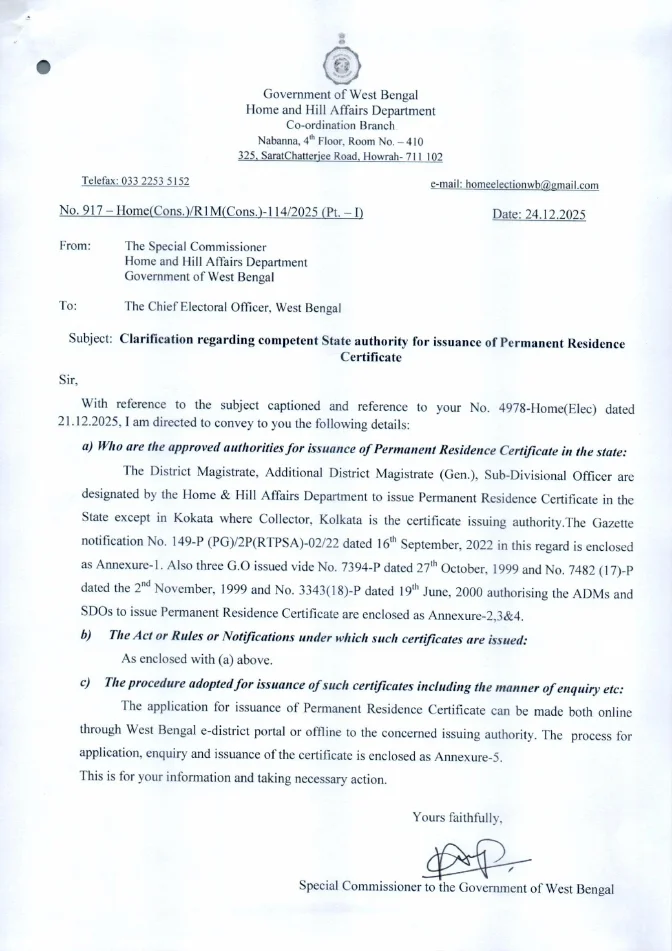 Competent Authority for Issuance of Permanent Residence Certificate – PDF