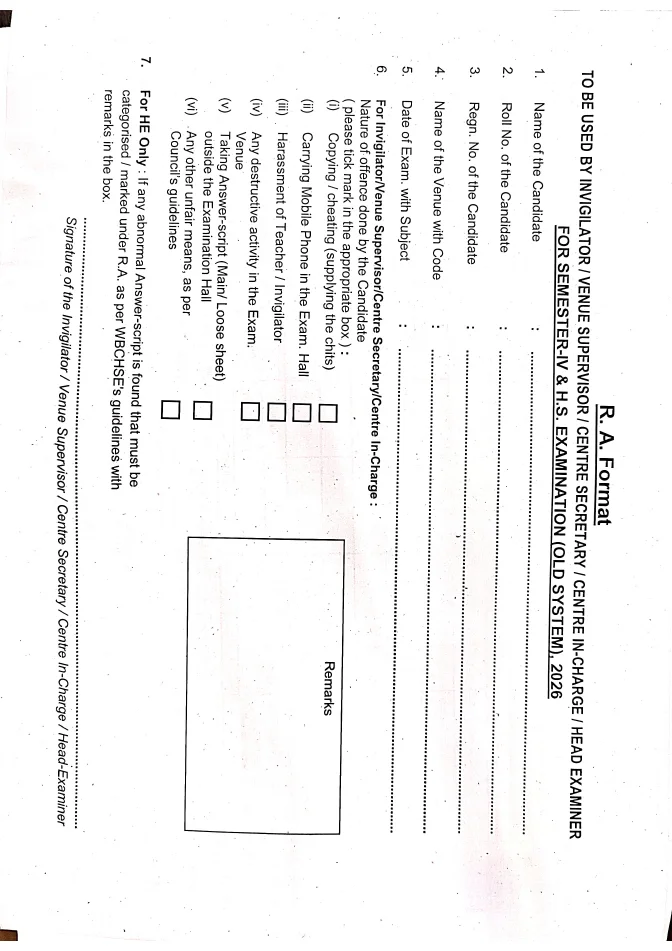 Important Forms, Formats related to H.S. Examination, 2026 – PDF