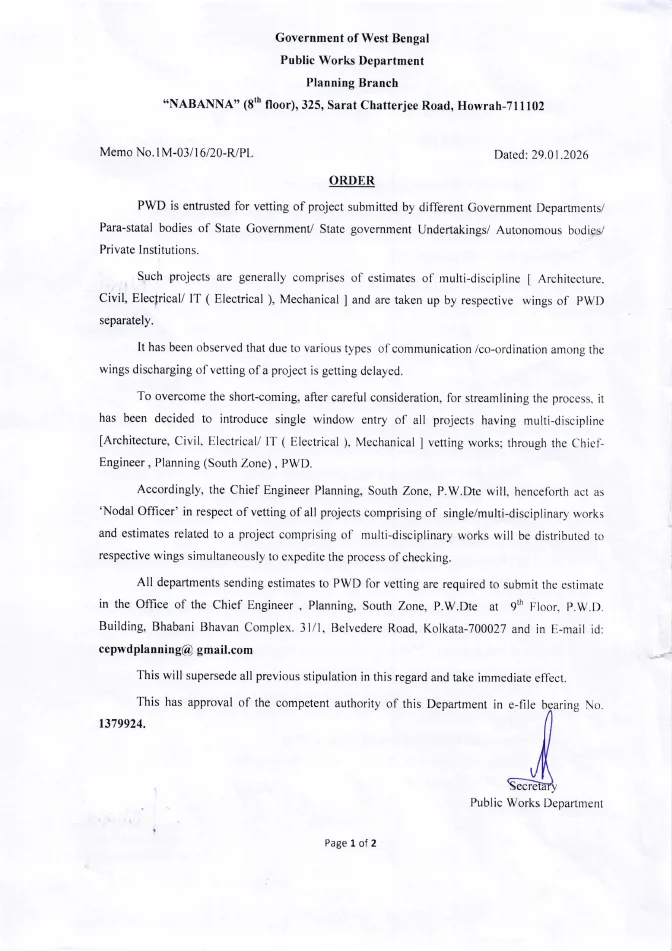 Nodal Officer for Vetting of Estimates by Public Works Department – PDF