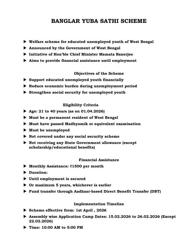 Banglar Yuva Sathi Scheme – PDF